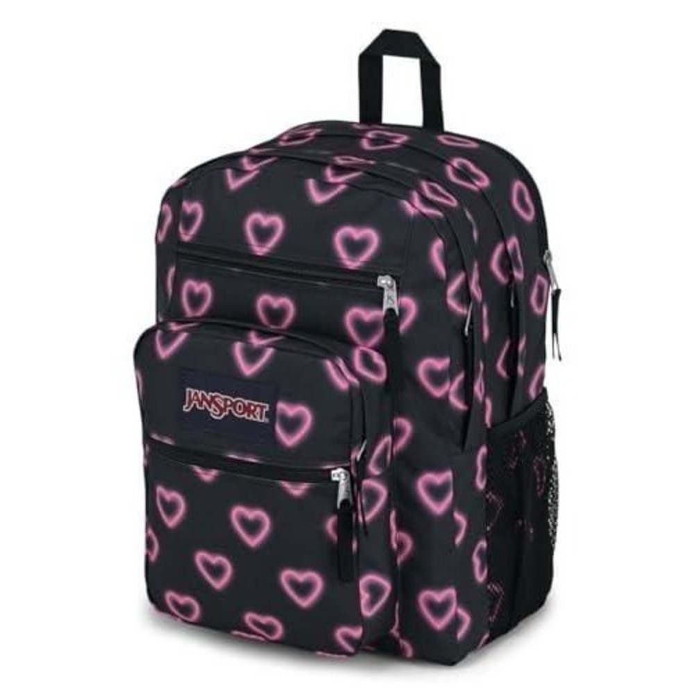 JanSport Big Student Backpack with 15" Laptop Pocket, Happy Hearts Black